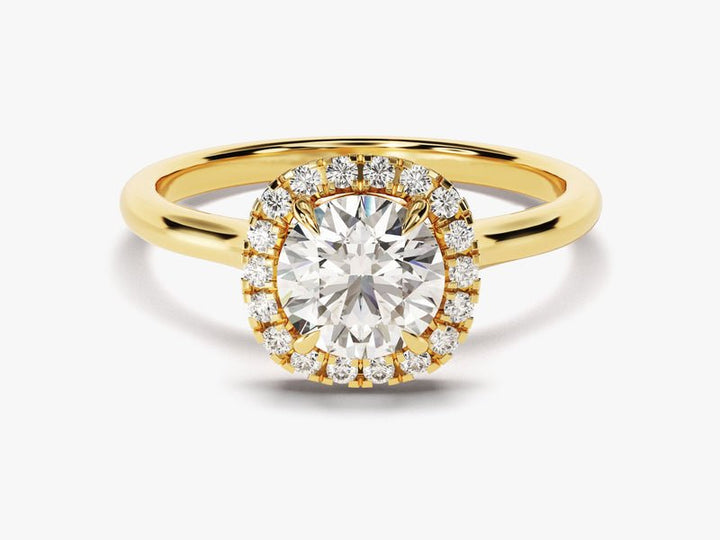 1.0CT round halo lab grown diamond engagement ring for sale