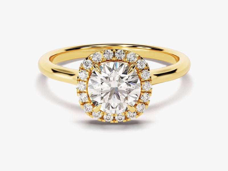 1.0CT round halo lab grown diamond engagement ring for sale