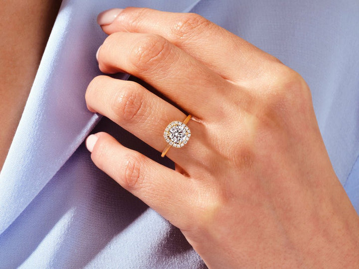 Shop round cut halo lab grown diamond engagement ring online