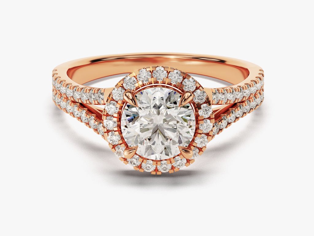 Handcrafted round cut solitaire lab grown diamond engagement ring