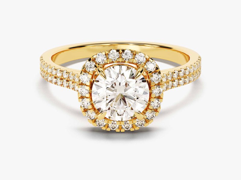 1.0CT round pave lab grown diamond engagement ring for sale