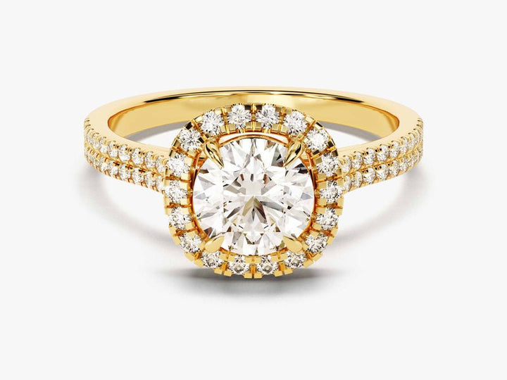 1.0CT round pave lab grown diamond engagement ring for sale