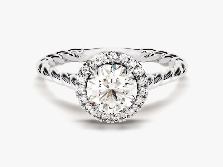 Shop the round cut halo engagement ring collection online