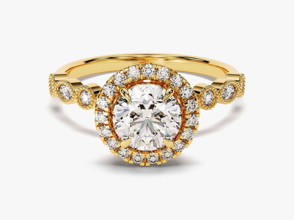Buy 1.0CT round halo lab grown diamond engagement ring online
