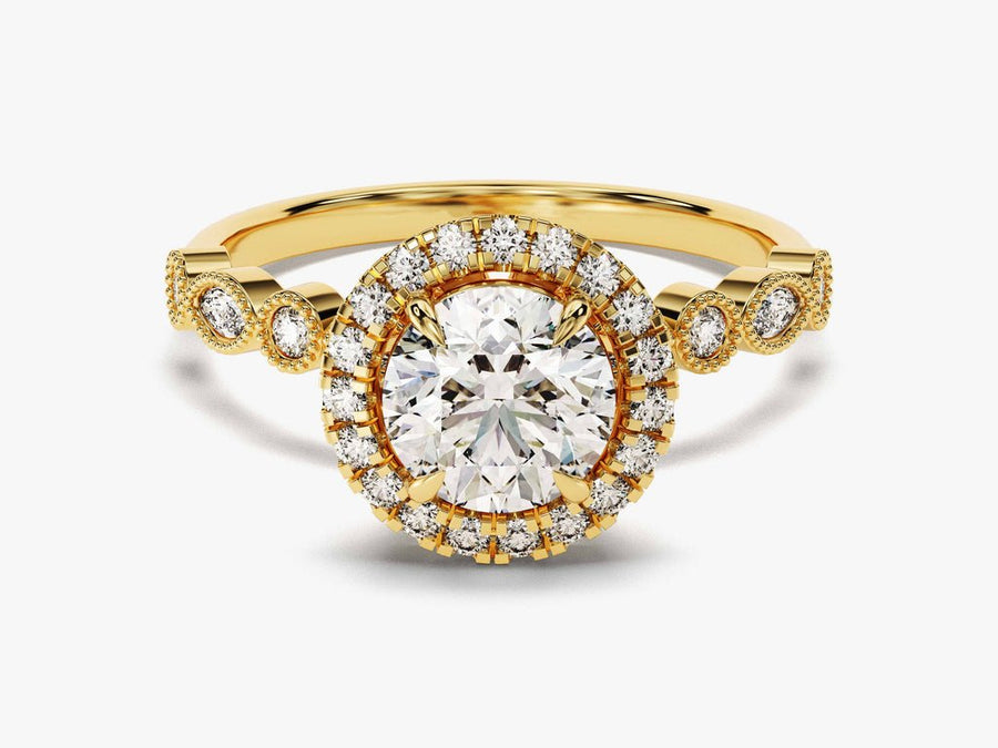 Buy 1.0CT round halo lab grown diamond engagement ring online