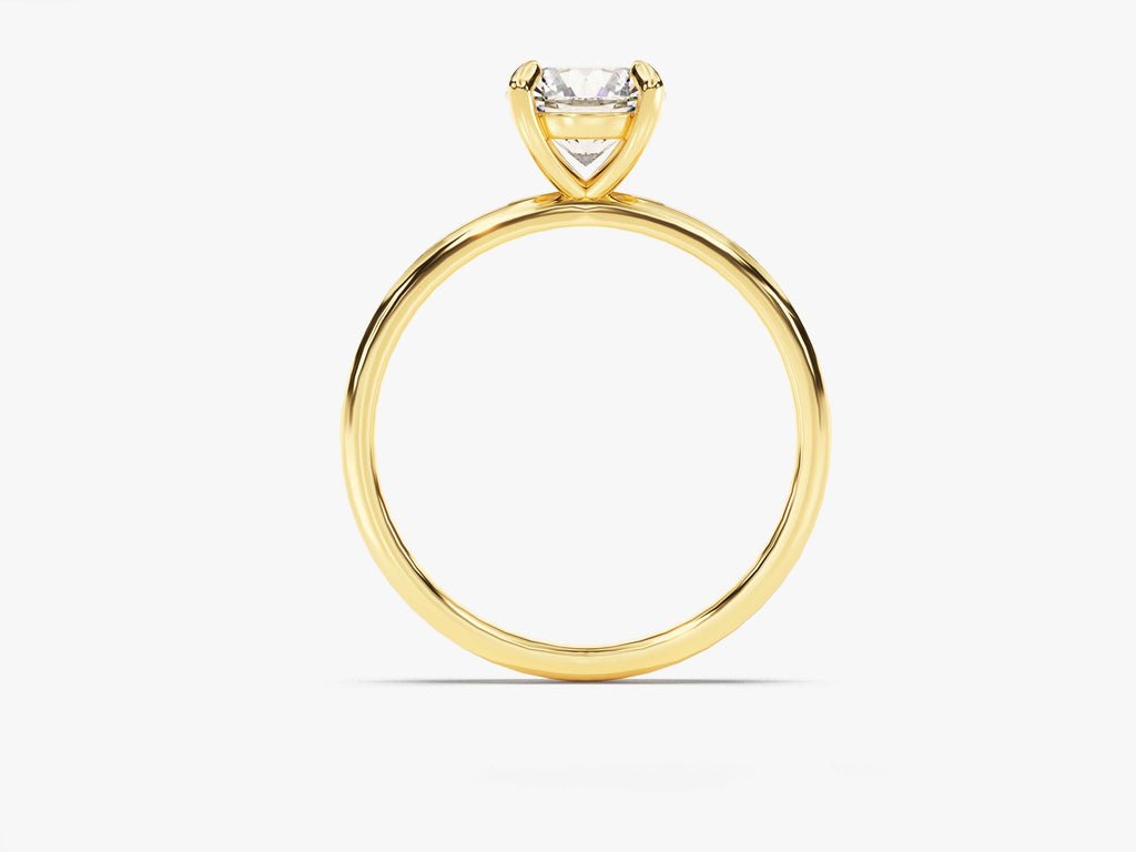 Round solitaire lab grown diamond ring fitted on finger