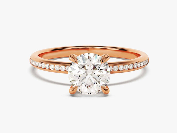 Round cut diamond ring worn on hand