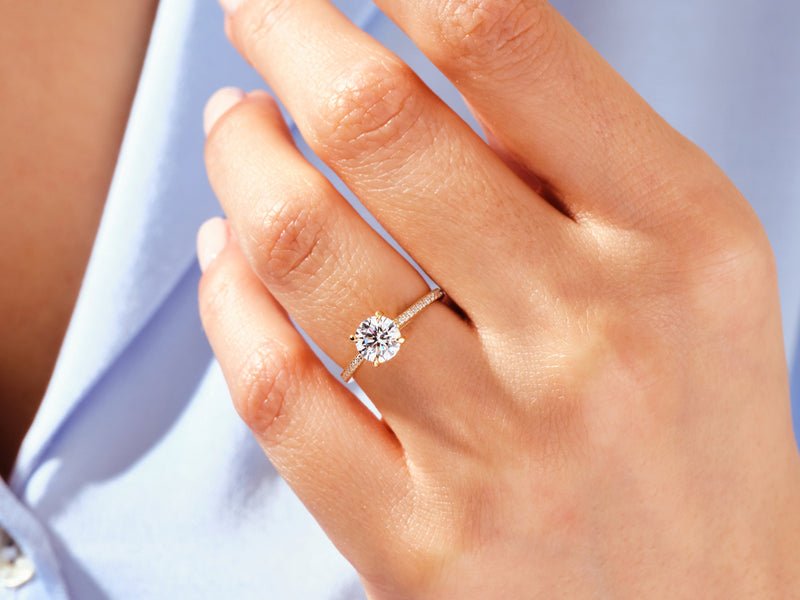 Shop round cut solitaire lab grown diamond engagement ring online