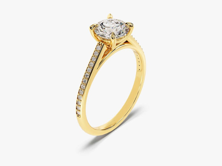 Round solitaire diamond engagement ring available in multiple metals
