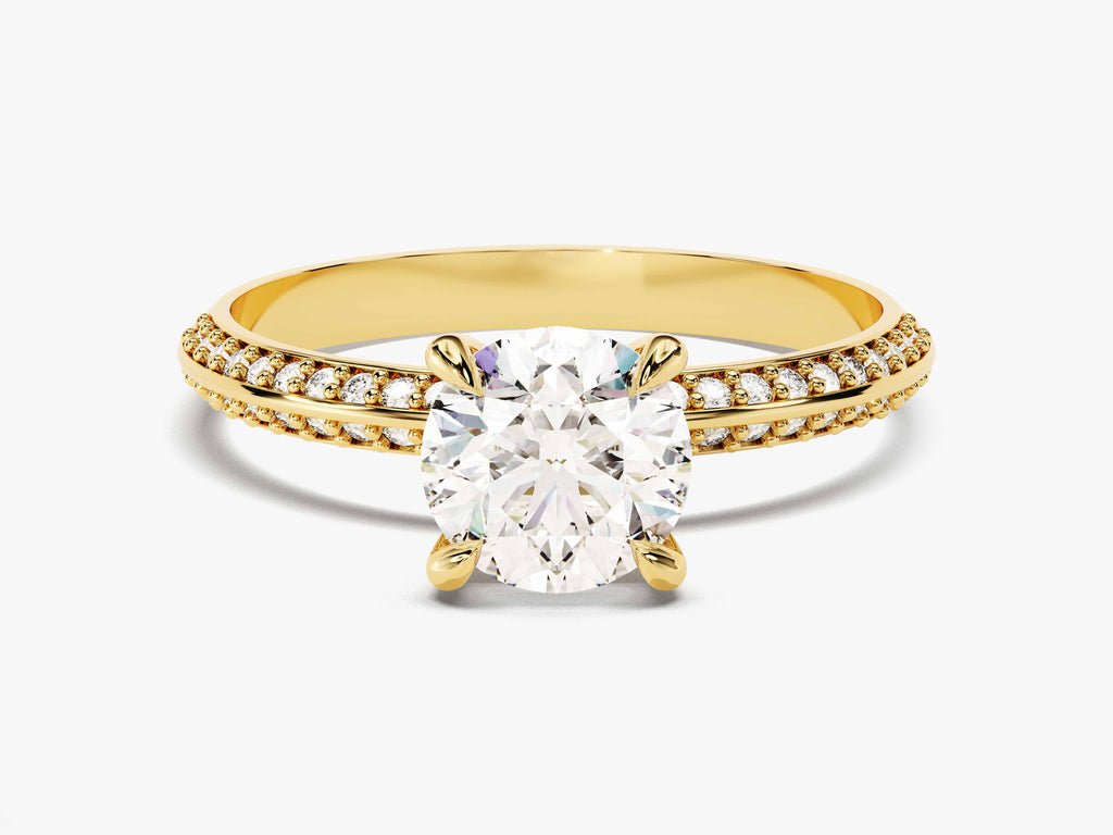 Shop round milgrain lab grown diamond engagement ring