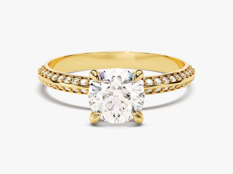 Shop round milgrain lab grown diamond engagement ring