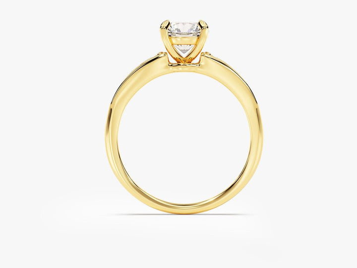 Round pave lab grown diamond ring side profile in gold setting