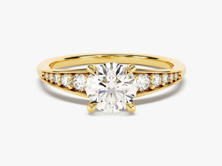 Discover round pave lab grown diamond engagement ring online