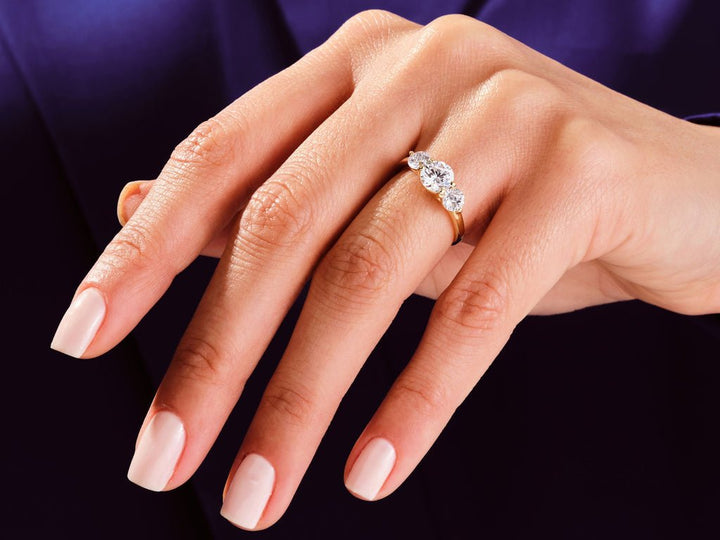 Round solitaire lab grown diamond ring in jewelry gift box