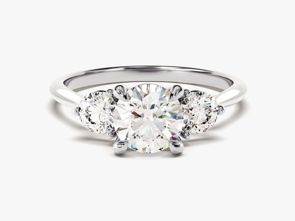 Round solitaire engagement ring with brilliant diamond sparkle