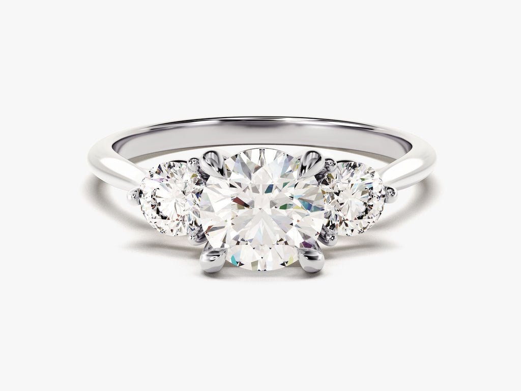 Round solitaire engagement ring with brilliant diamond sparkle