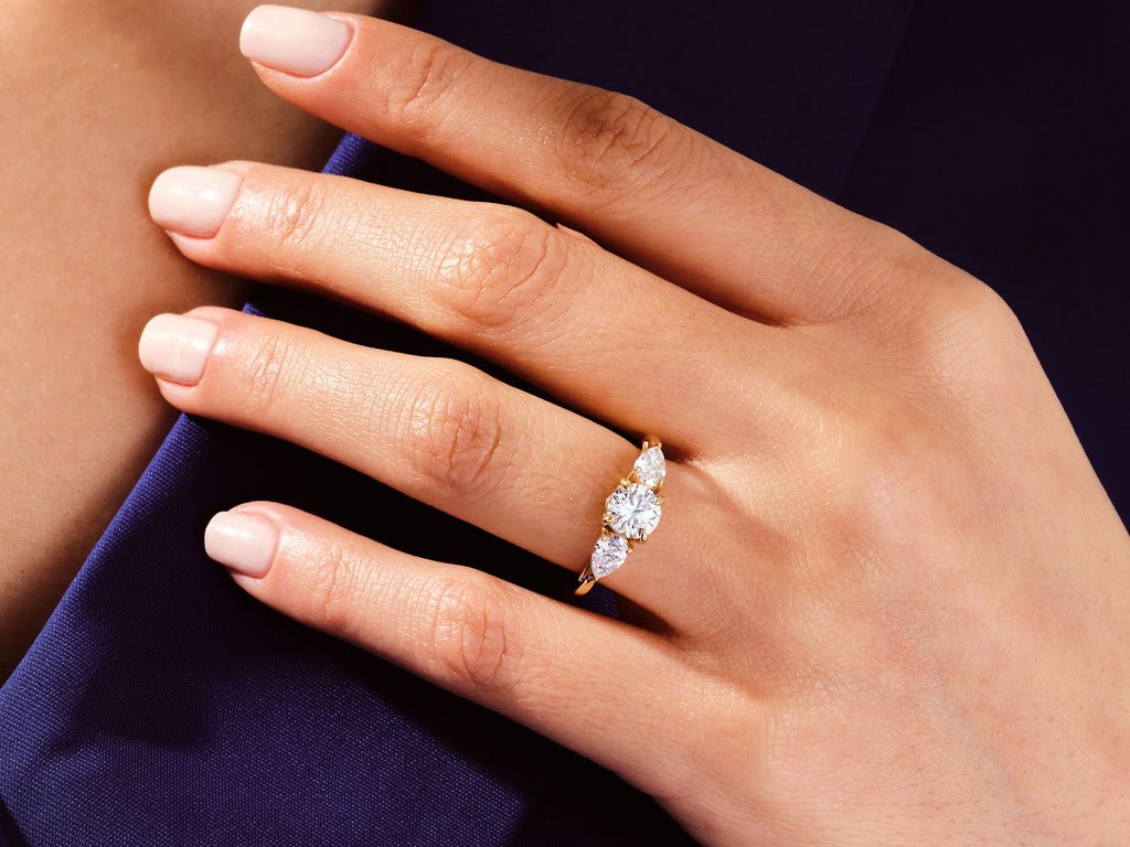 Round solitaire lab grown diamond ring in jewelry gift box