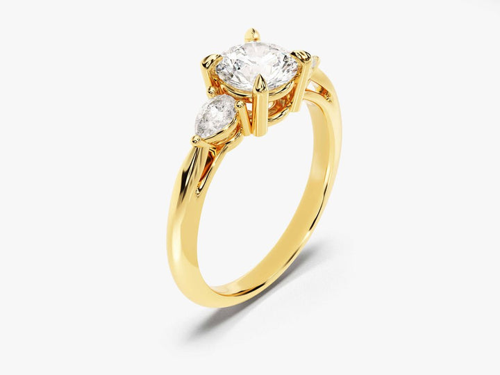 Unboxing view of round cut solitaire diamond engagement ring