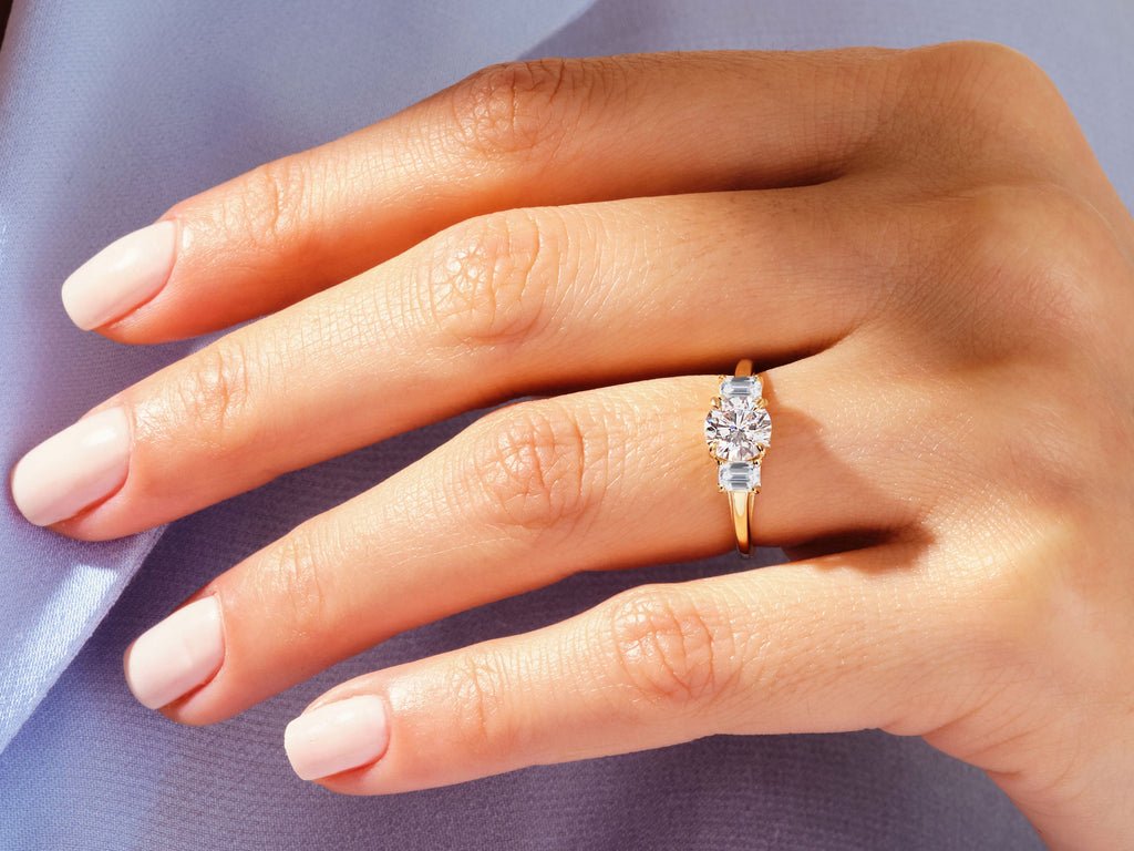Premium round cut solitaire engagement ring crafted in solid gold
