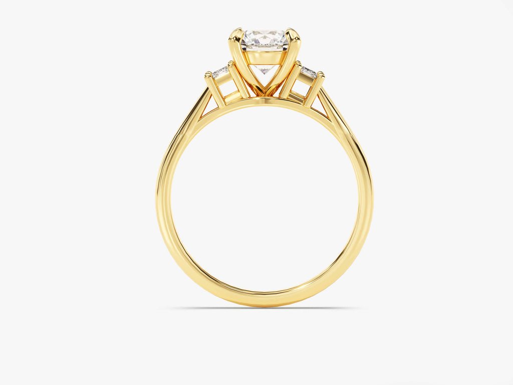Round solitaire lab grown diamond ring in jewelry gift box