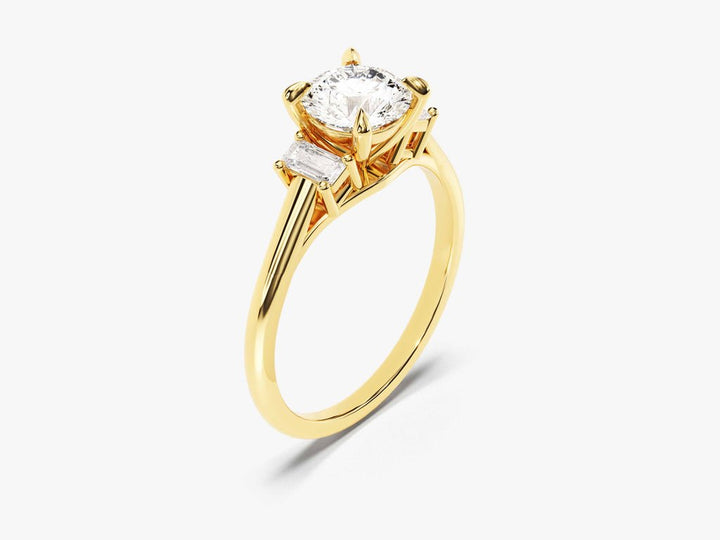 Unboxing view of round cut solitaire diamond engagement ring