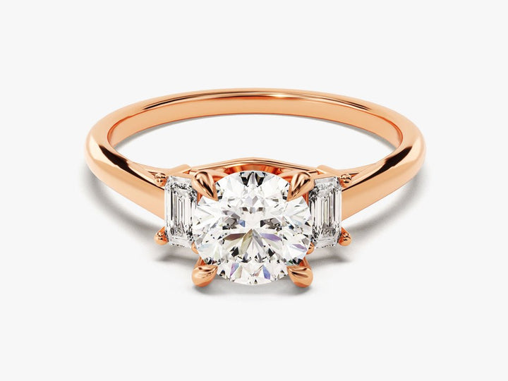 Round solitaire engagement ring offered in gold and platinum