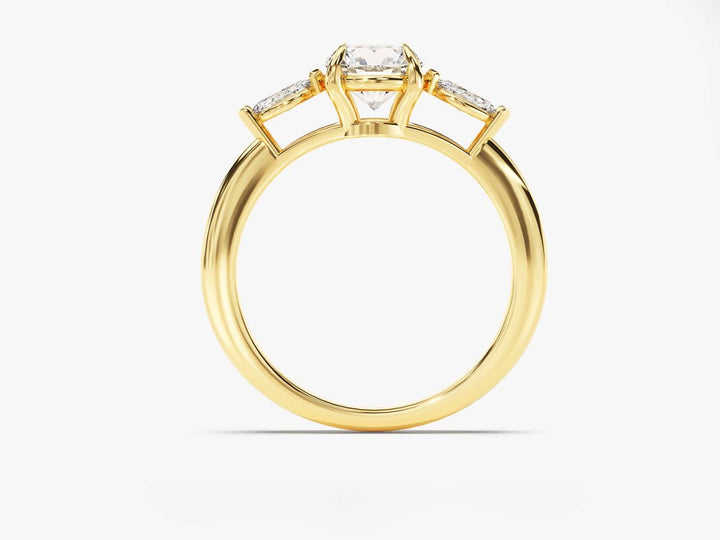 Fine craftsmanship detail on round solitaire engagement ring