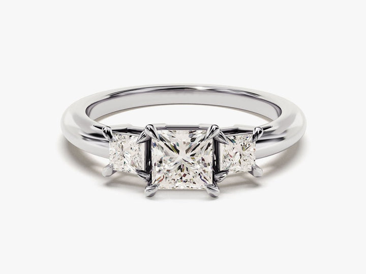 Macro shot of princess cut diamond facets in solitaire ring setting