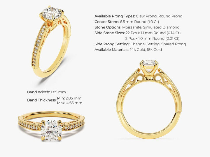 Round cut engagement ring shown with authenticity certificate