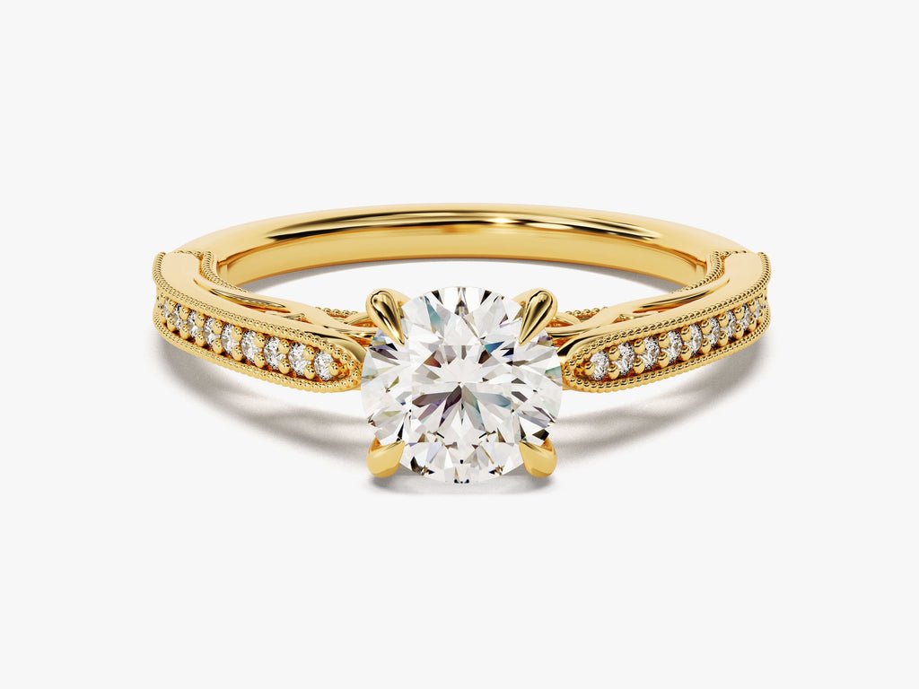 Buy 1.0CT round vintage lab grown diamond engagement ring online