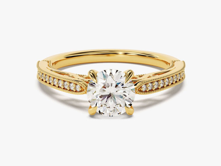 Buy 1.0CT round vintage lab grown diamond engagement ring online