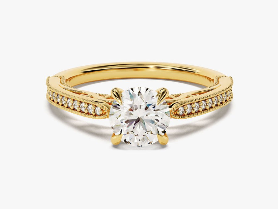 Buy 1.0CT round vintage lab grown diamond engagement ring online