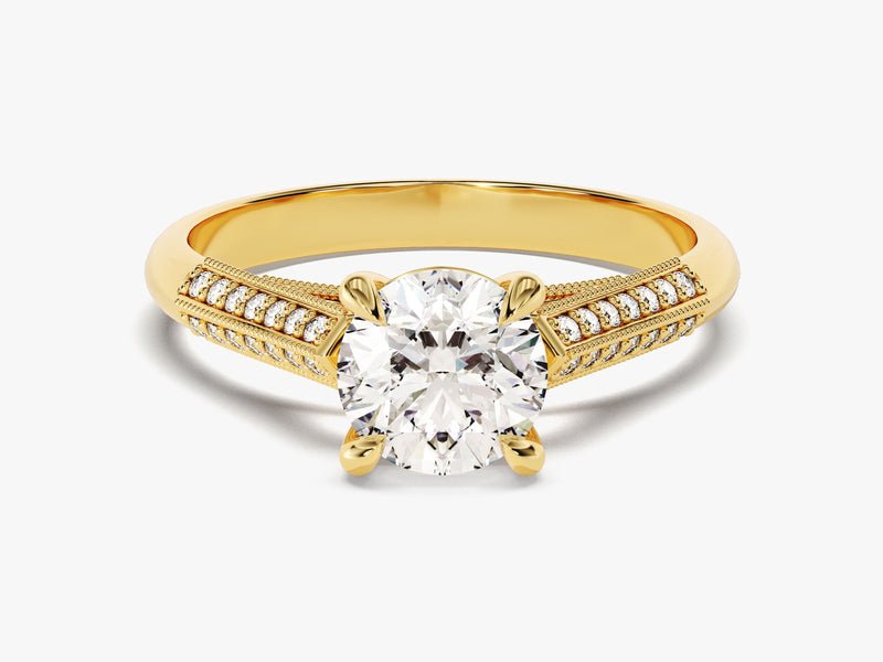 Buy 1.0CT round pave lab grown diamond engagement ring online