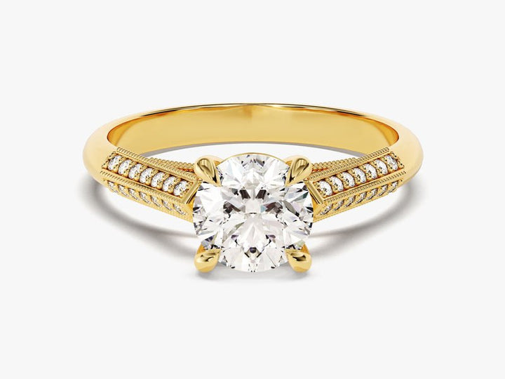 Buy 1.0CT round pave lab grown diamond engagement ring online