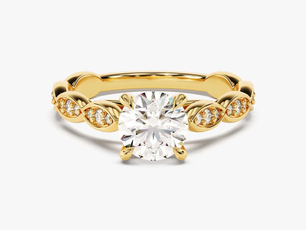 Shop round vintage lab grown diamond engagement ring