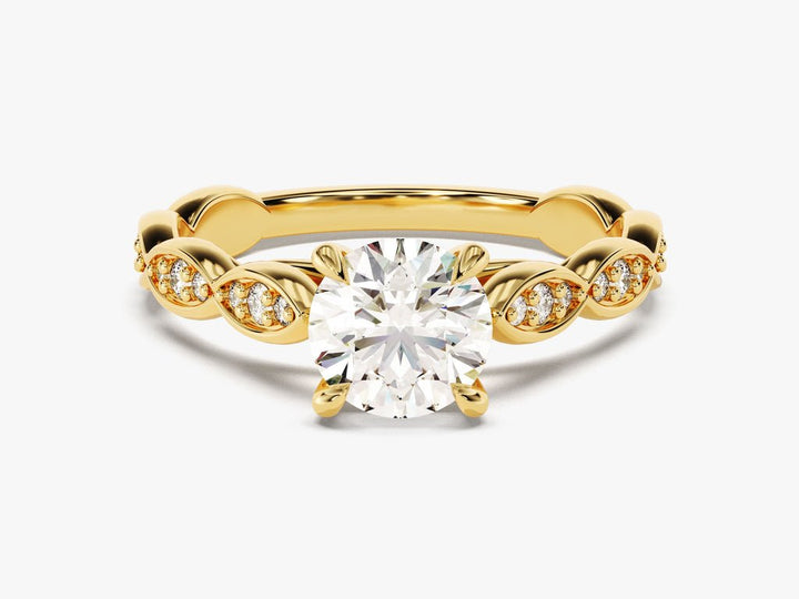 Shop round vintage lab grown diamond engagement ring