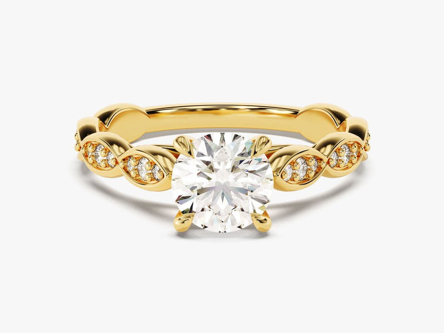 Shop round vintage lab grown diamond engagement ring