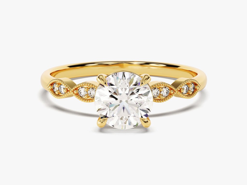 1.0CT round vintage lab grown diamond engagement ring for sale