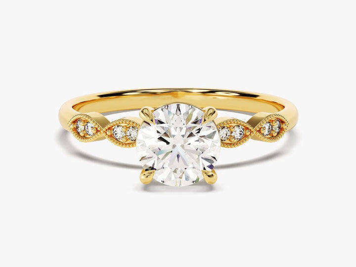 1.0CT round vintage lab grown diamond engagement ring for sale