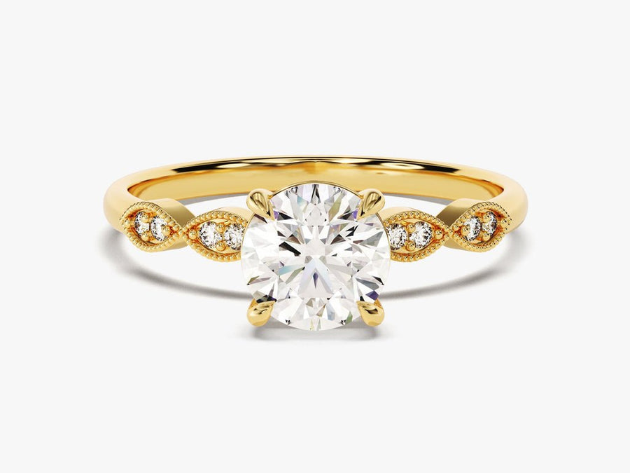 1.0CT round vintage lab grown diamond engagement ring for sale