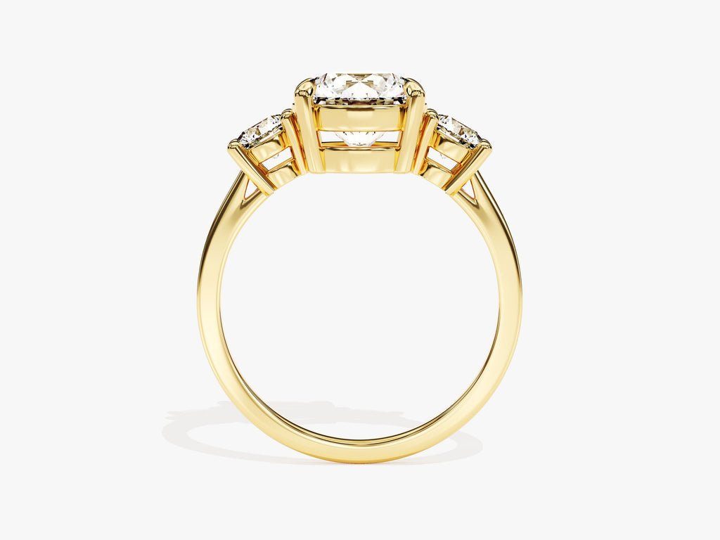 Round solitaire lab grown diamond ring side profile in gold setting