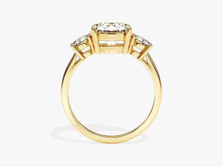 Round solitaire lab grown diamond ring side profile in gold setting