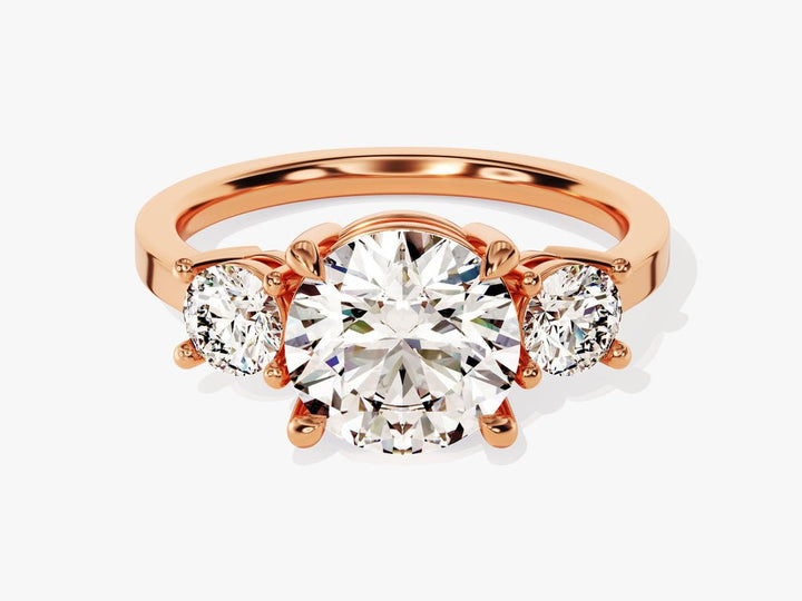 Detailed close-up of round solitaire diamond engagement ring