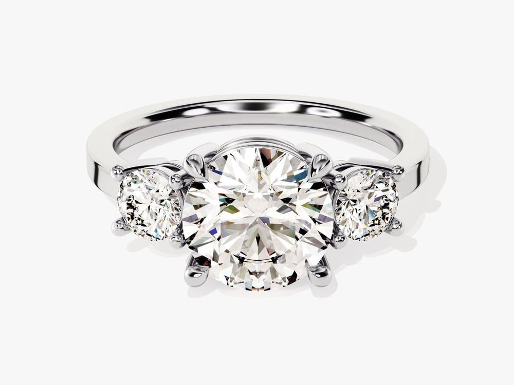 Macro shot of round cut diamond facets in solitaire ring setting