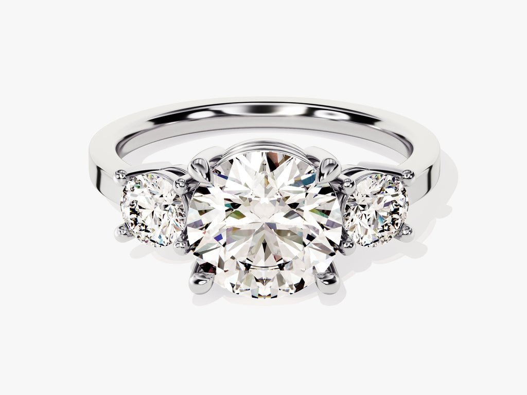 Macro shot of round cut diamond facets in solitaire ring setting