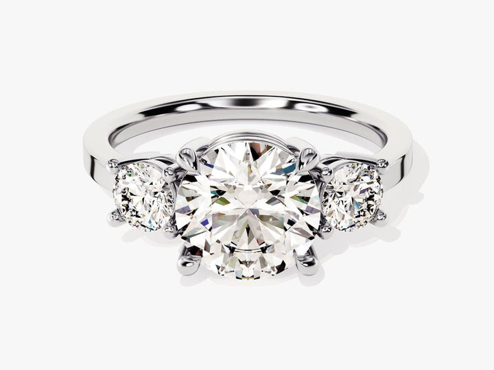 Macro shot of round cut diamond facets in solitaire ring setting
