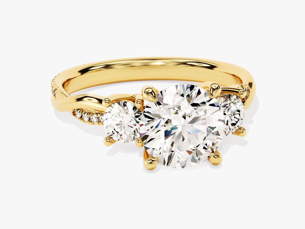 2.50CT round three stone lab grown diamond engagement ring for sale