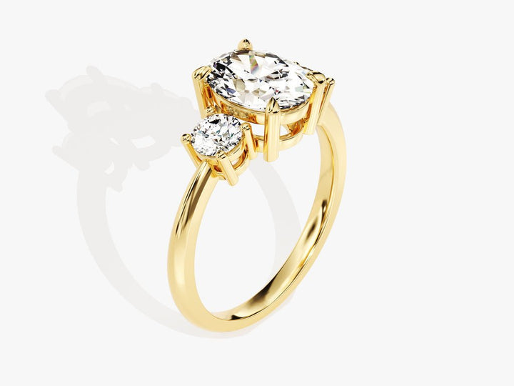 Oval three stone engagement ring with brilliant diamond sparkle