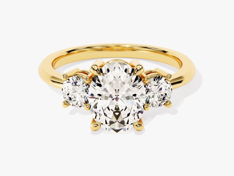 Shop oval three stone lab grown diamond engagement ring