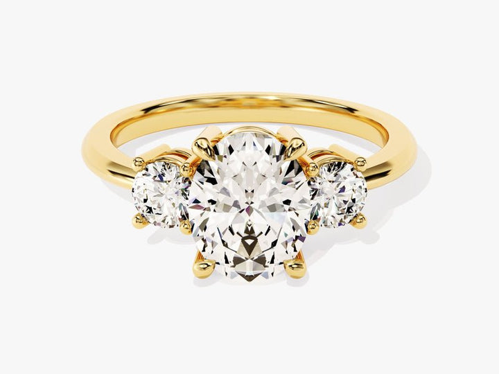 Shop oval three stone lab grown diamond engagement ring